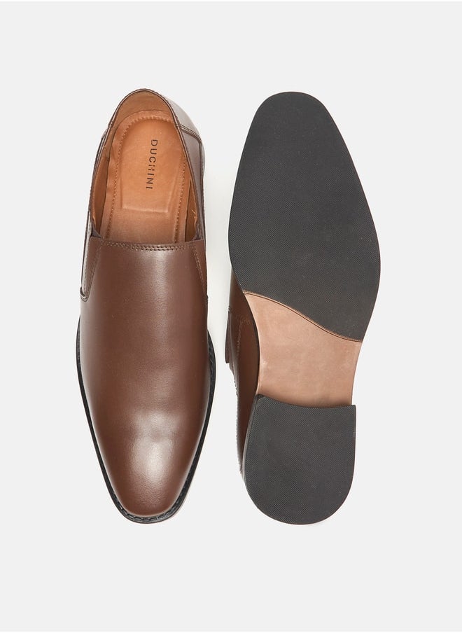 DUCHINI - Men's Solid Slip-On Loafers - Image 1