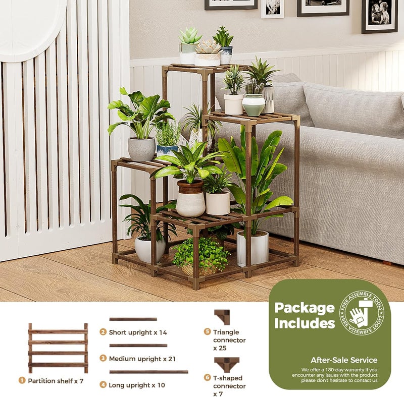 Bamworld Plant Stands Indoor Outdoor Corner Shelf Plant Holder for Living 4-Tier Corner Stands Plant Rack Indoor Multiple Plants Patio Balcony Garden - Image 5