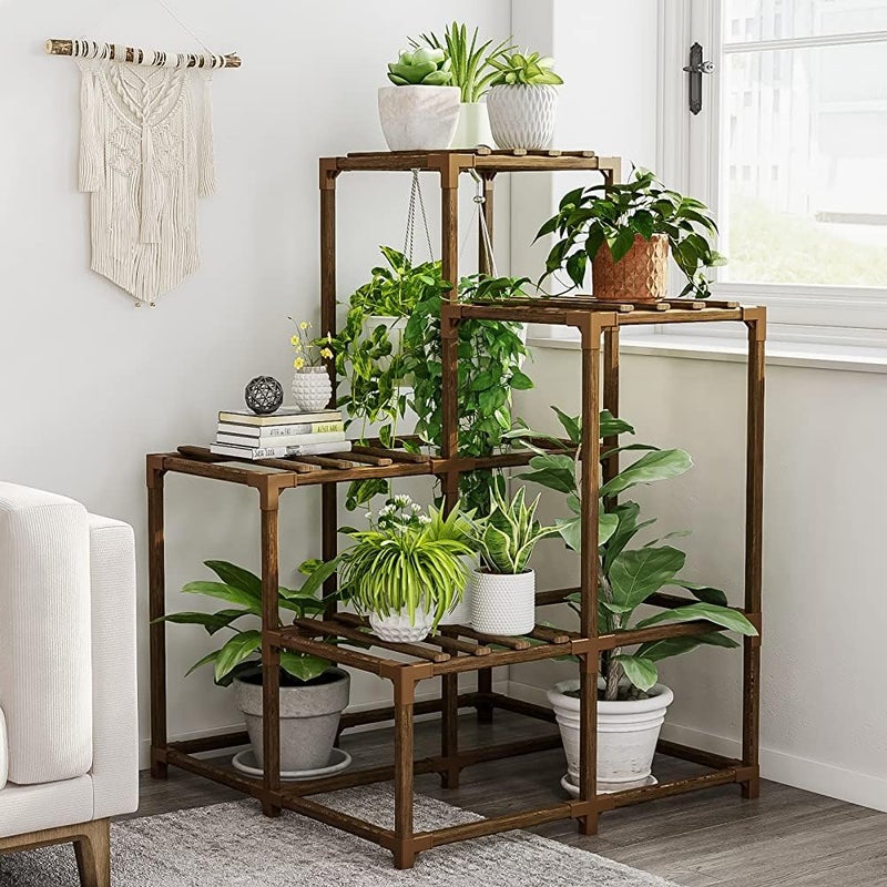 Bamworld Plant Stands Indoor Outdoor Corner Shelf Plant Holder for Living 4-Tier Corner Stands Plant Rack Indoor Multiple Plants Patio Balcony Garden - Image 1