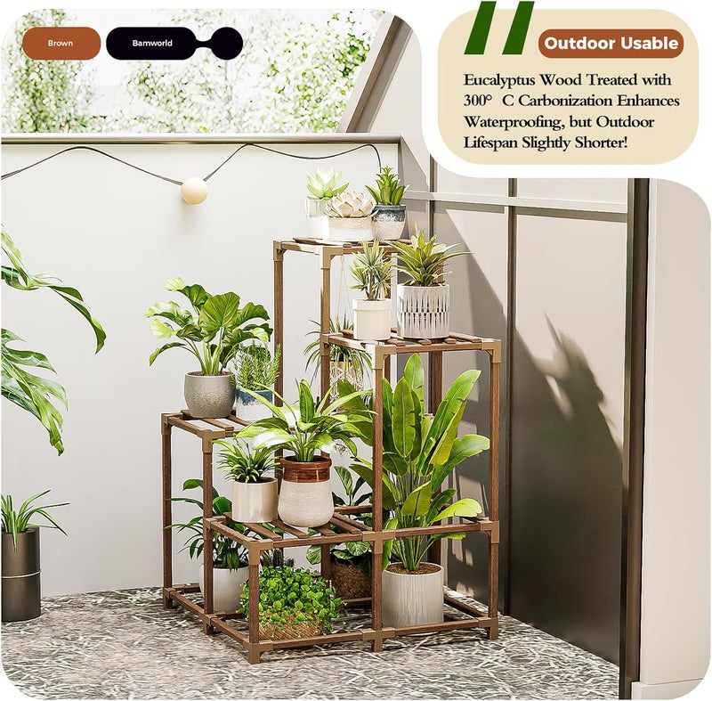 Bamworld Plant Stands Indoor Outdoor Corner Shelf Plant Holder for Living 4-Tier Corner Stands Plant Rack Indoor Multiple Plants Patio Balcony Garden - Image 3