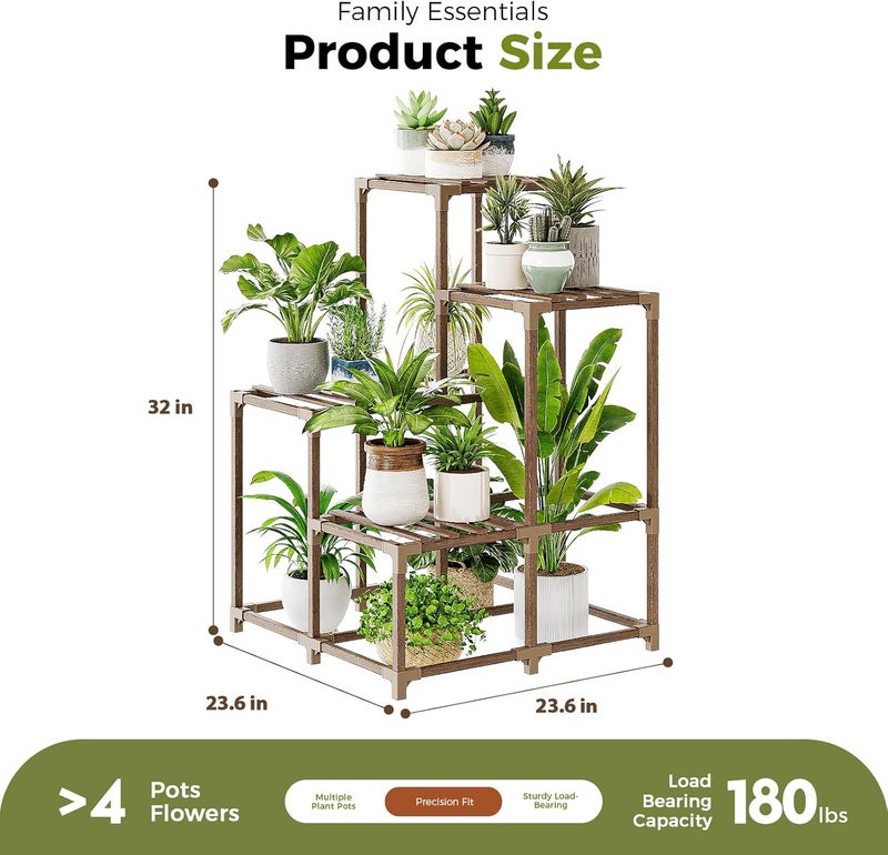 Bamworld Plant Stands Indoor Outdoor Corner Shelf Plant Holder for Living 4-Tier Corner Stands Plant Rack Indoor Multiple Plants Patio Balcony Garden - Image 2