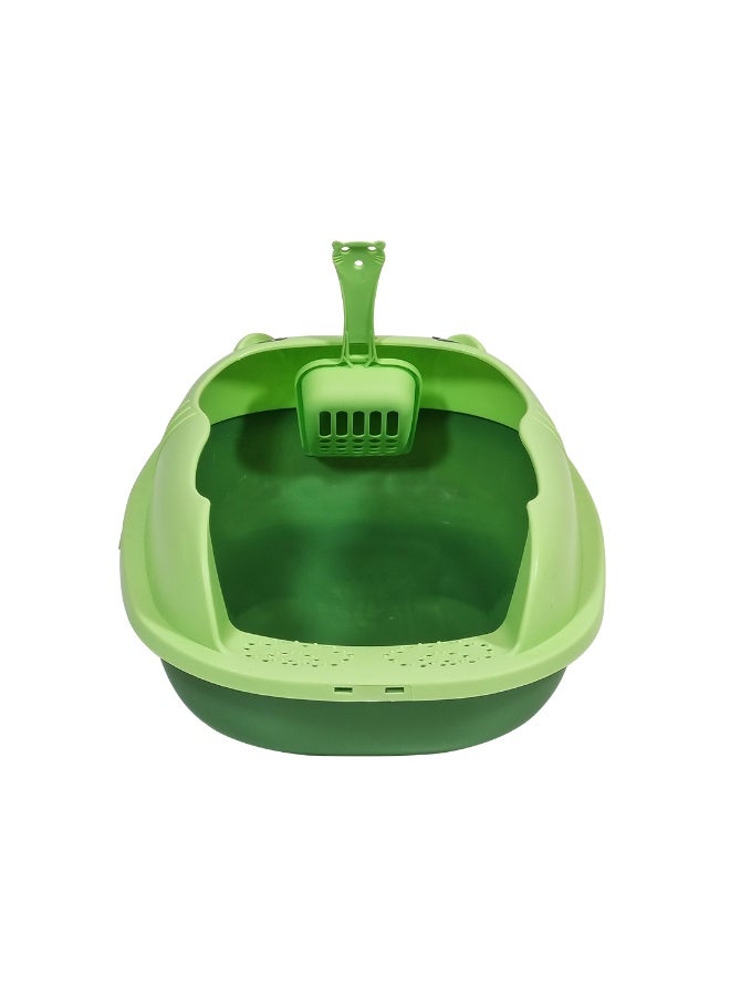 NNC PETS Cat litter tray with Splash Guard, Attached Scoop, & Removable Rim, 37 cm Open Litter Pan for Kitten Indoor cats, Mess Free, & Easy Maintenance, Kitty tray with Durable, and lightweight (Green) - Image 1