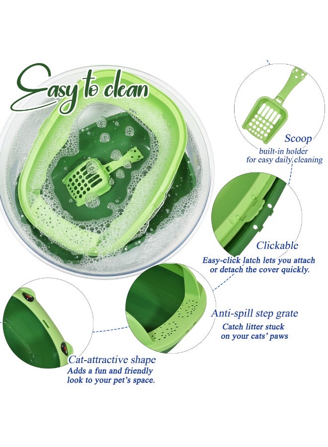 NNC PETS Cat litter tray with Splash Guard, Attached Scoop, & Removable Rim, 37 cm Open Litter Pan for Kitten Indoor cats, Mess Free, & Easy Maintenance, Kitty tray with Durable, and lightweight (Green) - Image 3