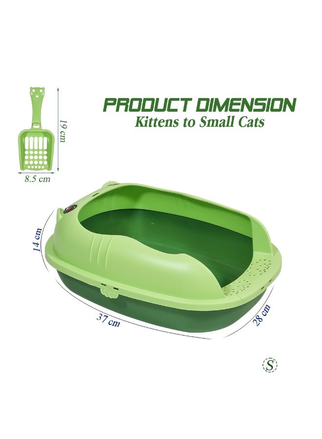 NNC PETS Cat litter tray with Splash Guard, Attached Scoop, & Removable Rim, 37 cm Open Litter Pan for Kitten Indoor cats, Mess Free, & Easy Maintenance, Kitty tray with Durable, and lightweight (Green) - Image 2