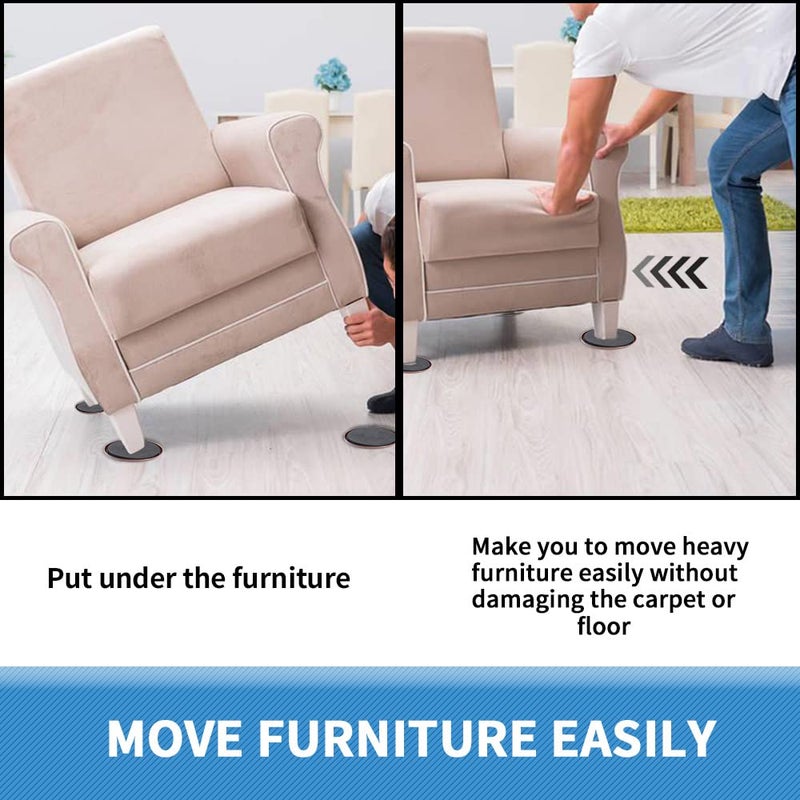 Kayzn Furniture Sliders For Carpet 8 Pack 3 1/2"" Reusable Furniture Moving Pads Heavy-Duty Furniture Movers Sliders - Reusable Sliders For Furniture Move Any Item Easy And Quickly! - Image 5