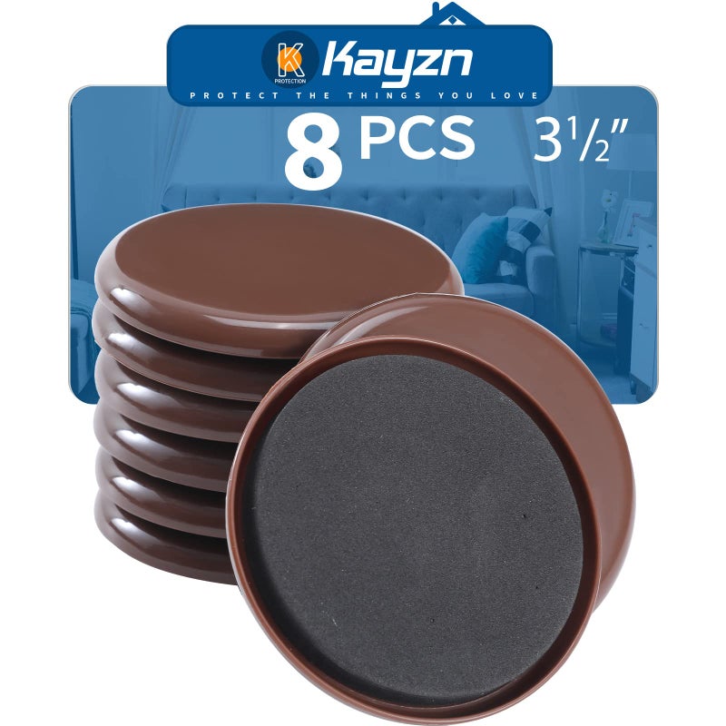 Kayzn Furniture Sliders For Carpet 8 Pack 3 1/2"" Reusable Furniture Moving Pads Heavy-Duty Furniture Movers Sliders - Reusable Sliders For Furniture Move Any Item Easy And Quickly! - Image 1