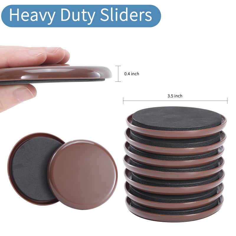 Kayzn Furniture Sliders For Carpet 8 Pack 3 1/2"" Reusable Furniture Moving Pads Heavy-Duty Furniture Movers Sliders - Reusable Sliders For Furniture Move Any Item Easy And Quickly! - Image 2