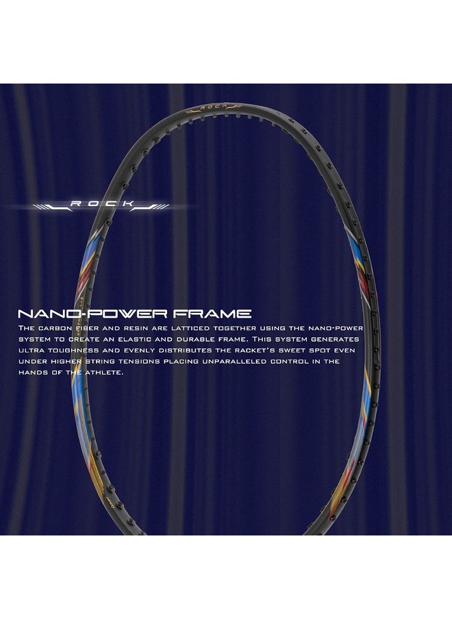 HUNDRED - Rock 88 Carbon Fibre Strung Badminton Racket With Full Racket Cover (Matte Black) | For Intermediate Players | 78 Grams | Maximum String Tension - 32Lbs - Image 1