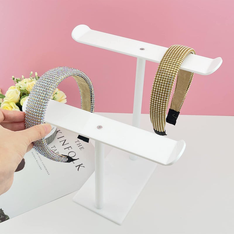 Bigfety Headband Holder  Acrylic Headband Organizer Stand  Hair Accessories Storage (2-Tier & 2-Panel) - Image 5