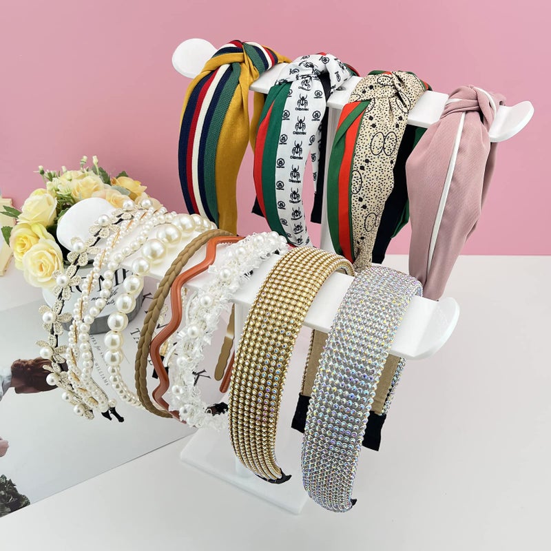 Bigfety Headband Holder  Acrylic Headband Organizer Stand  Hair Accessories Storage (2-Tier & 2-Panel) - Image 3