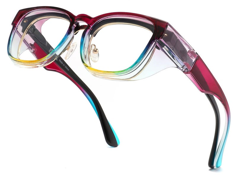 Alsenor Safety Glasses Anti Fog Goggles Fit Over Prescription Eyewear For Ansi Z87.1 Certified Oversized Eyeglasses For Men Women (Oversized-Rainbow) - Image 1
