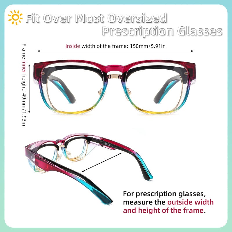 Alsenor Safety Glasses Anti Fog Goggles Fit Over Prescription Eyewear For Ansi Z87.1 Certified Oversized Eyeglasses For Men Women (Oversized-Rainbow) - Image 2
