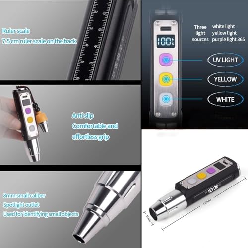 Hetkrishi Jade Identification Flashlight | 3 Switches with White, Yellow & UV 365nm Light | Gemstone & Mineral Detection Torch | Multifunctional Mini Flashlight - Image 2