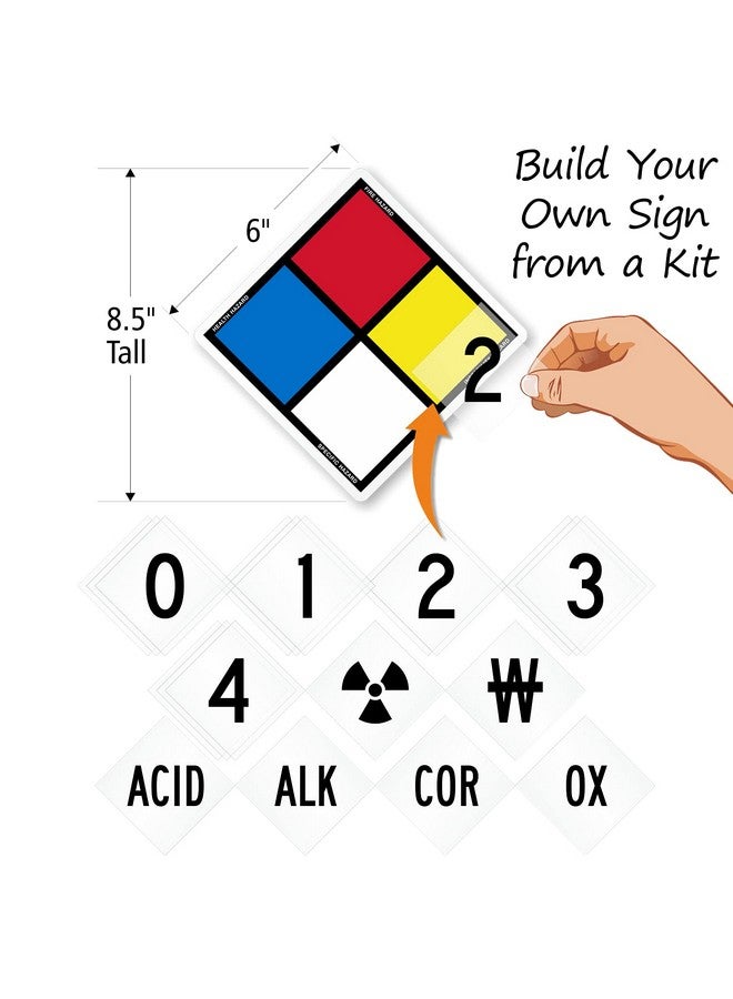 SmartSign Nfpa Adhesive Label Kit (Placard, Digits & Symbols) | 8.5" Tall (Tip-To-Tip) Diamond Laminated Vinyl, 6" X 6" - Image 2