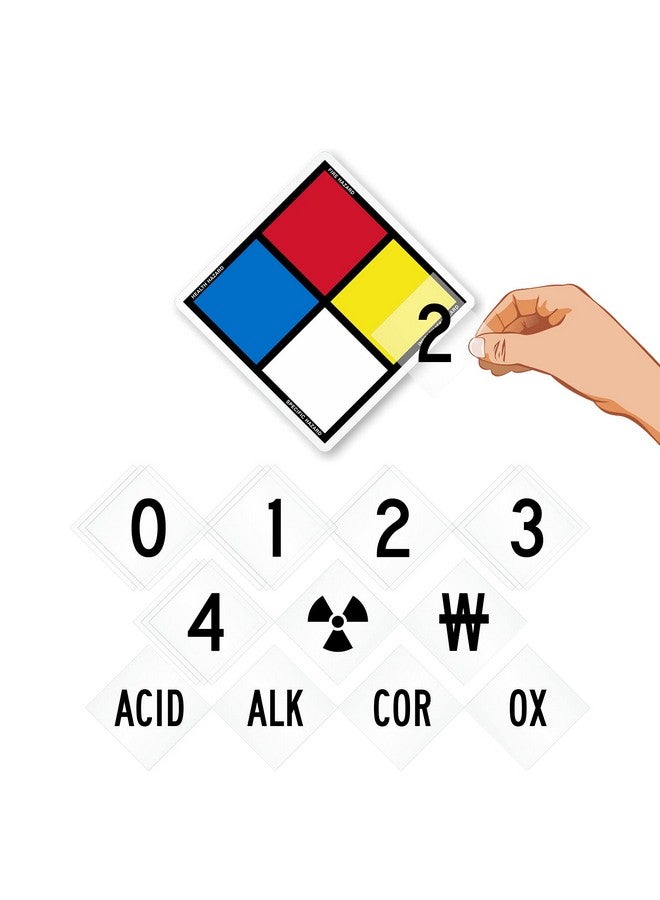 SmartSign Nfpa Adhesive Label Kit (Placard, Digits & Symbols) | 8.5" Tall (Tip-To-Tip) Diamond Laminated Vinyl, 6" X 6" - Image 1
