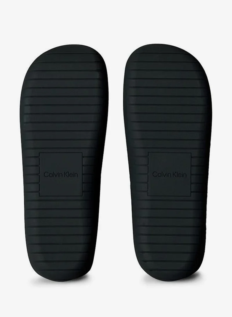 CALVIN KLEIN Triple Black Matte Jelly Logo Sliders for Men | Best Price UAE