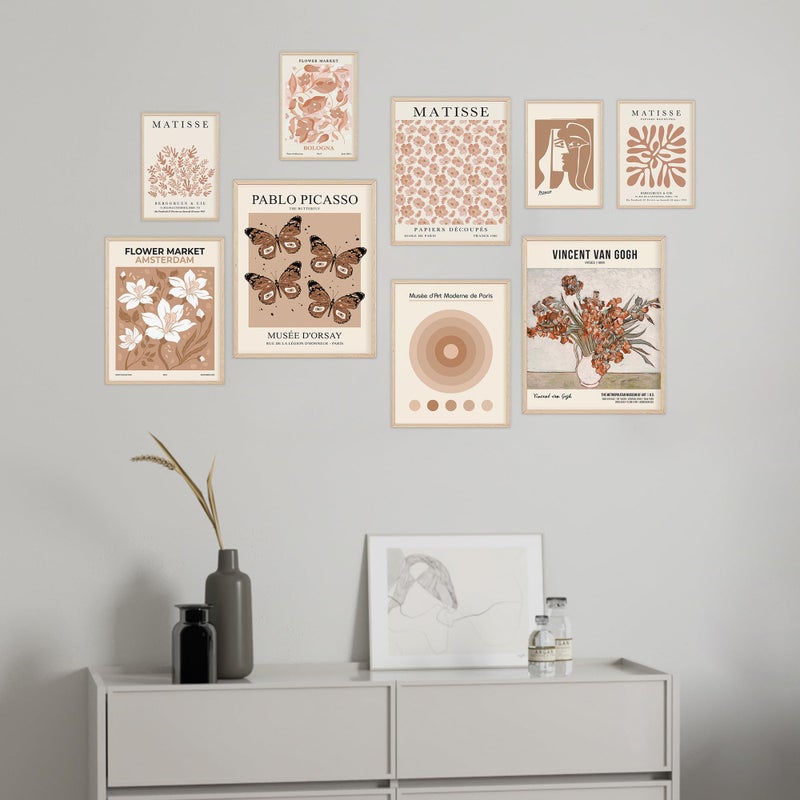 KONGSY Beige Wall Art Prints Set of 9, Abstract Matisse Exhibition Posters, Boho Art Prints, Neutral Wall Decor, Aesthetic Pictures Room Decor for Teen Girls Dorm, Bedroom - Image 4