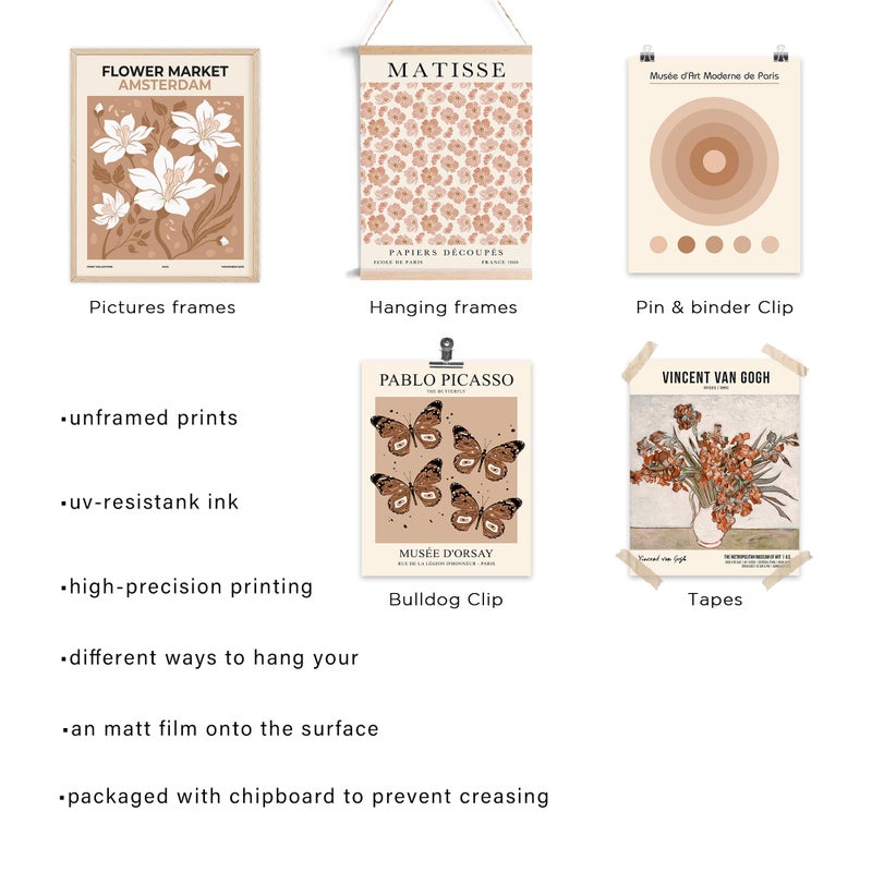 KONGSY Beige Wall Art Prints Set of 9, Abstract Matisse Exhibition Posters, Boho Art Prints, Neutral Wall Decor, Aesthetic Pictures Room Decor for Teen Girls Dorm, Bedroom - Image 3