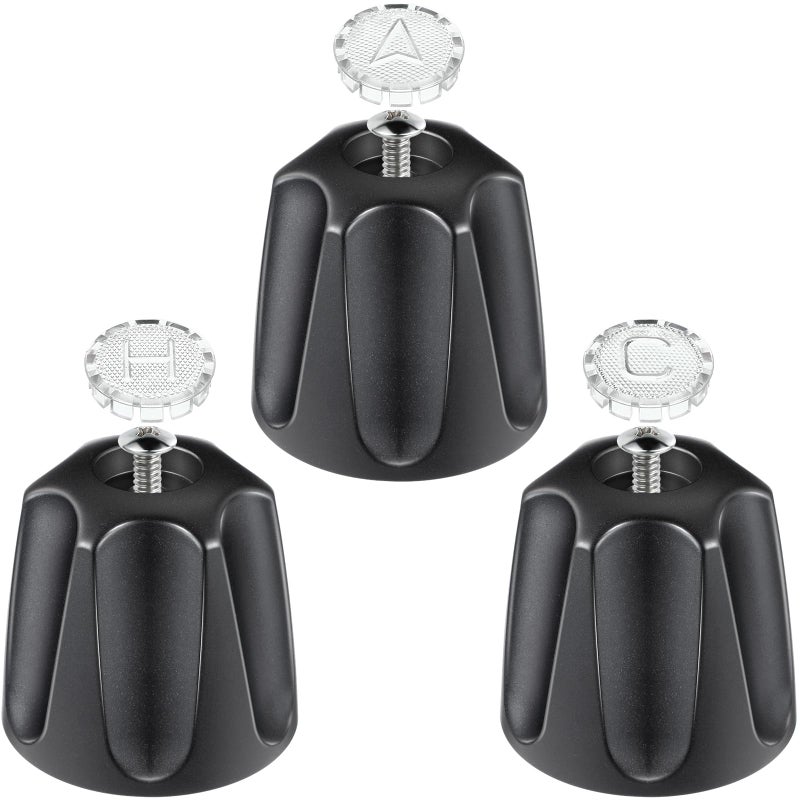 Dreyoo 3 Piece Metal Shower Knob Replacement Compatible with PricePfister Verve Tub Shower Bathtub Faucet Handle Remodel Trim Kit Include 1 Hot 1 Cold 1 Diverter and 3 Screws Matte Black