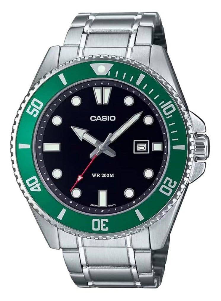 Casio Men's Dive Watch - MDV-107D-3AVDF Multicolor Dial, Silver Band - Image 1