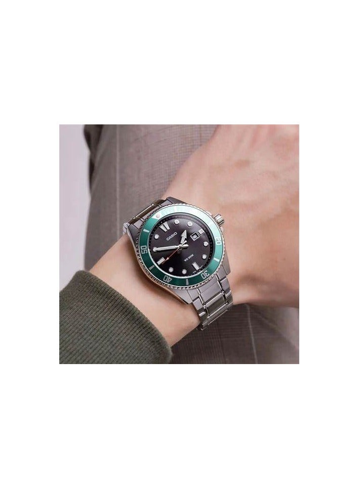 Casio Men's Dive Watch - MDV-107D-3AVDF Multicolor Dial, Silver Band - Image 2