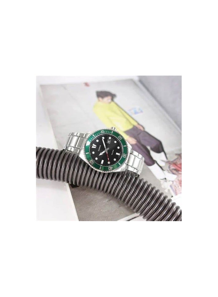 Casio Men's Dive Watch - MDV-107D-3AVDF Multicolor Dial, Silver Band - Image 3