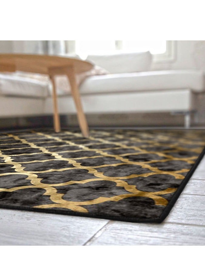 RIZARIES سجادة مركزية من ورق الفصوص الرباعية باللون الرمادي، مصنوعة من القماش، مستطيلة الشكل - Image 5