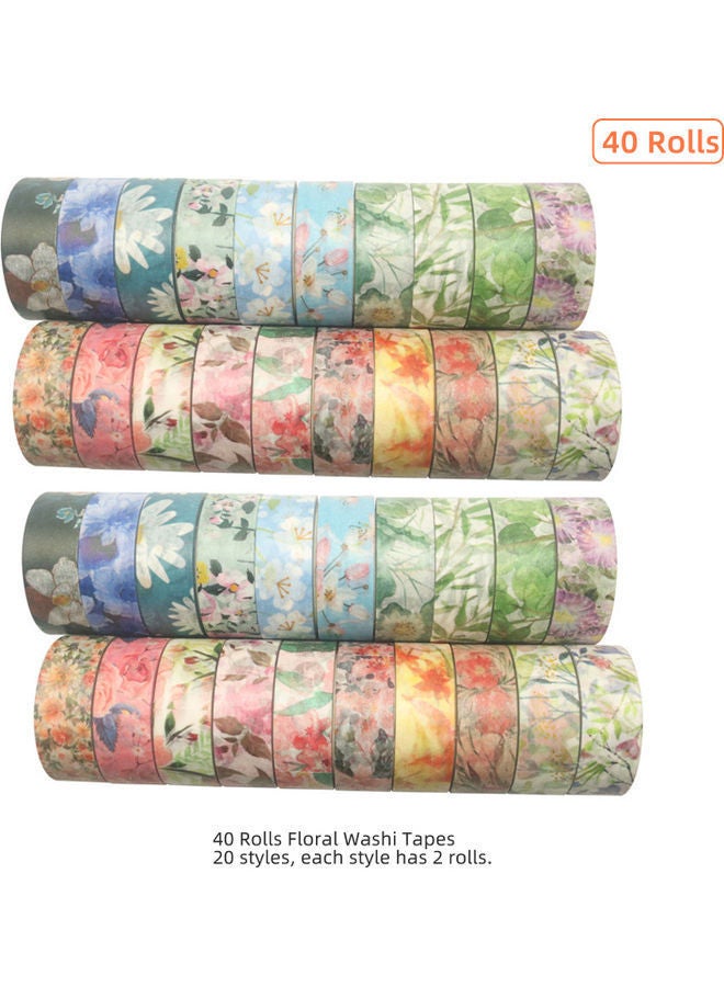 NIBEMINENT 40-Rolls Decorative Washi Masking Tape Set Multicolor - Image 2