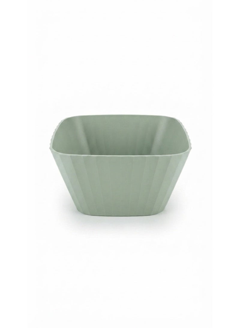 Modern Serving and Storage Bowl - Elegant Light Green Ribbed Design, Versatile for Kitchen and Home - Image 1