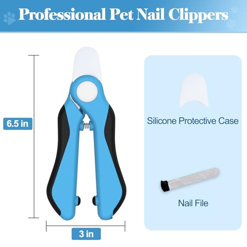 Swihauk Heavy Duty Dog Nail Clippers and Trimmers, Professional Pet Nail Clippers with Nail File for Dogs Cats Small Animal, Claw Clippers with Safety Guard to Prevent Over-Cutting, Blue - Image 2