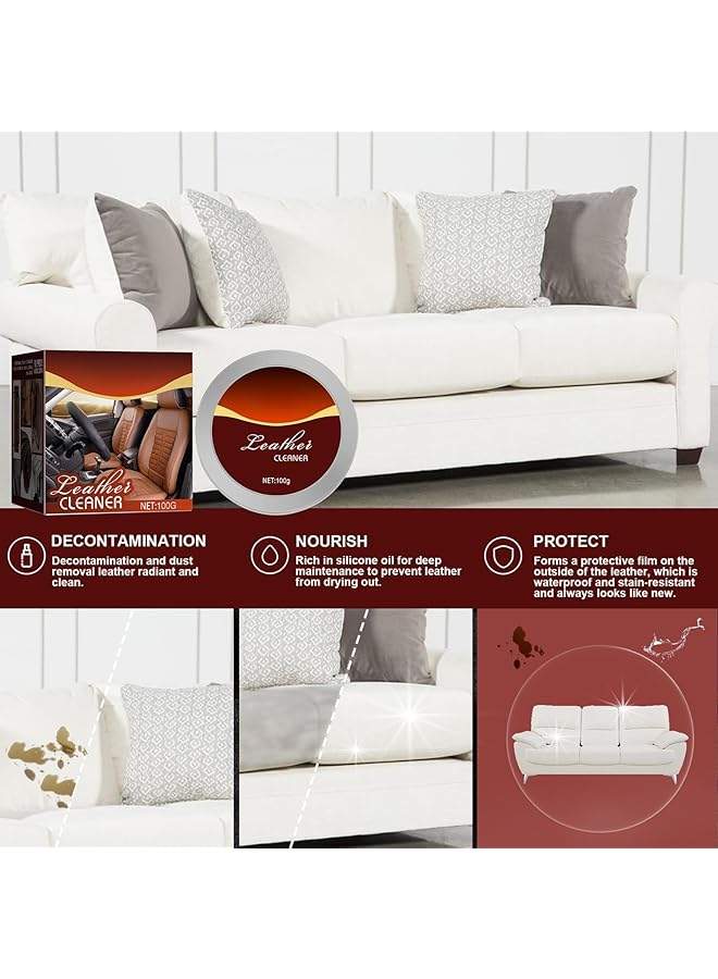 NALACAL مجموعة منظف ومرطب للجلد، مرهم متعدد الأغراض للأثاث الجلدي، مرطب سهل الاستخدام للجلد للأرائك والخدوش والشقوق وإصلاح مقاعد السيارة والملابس والأحذية، بلسم إعادة تلوين الجلد - Image 2