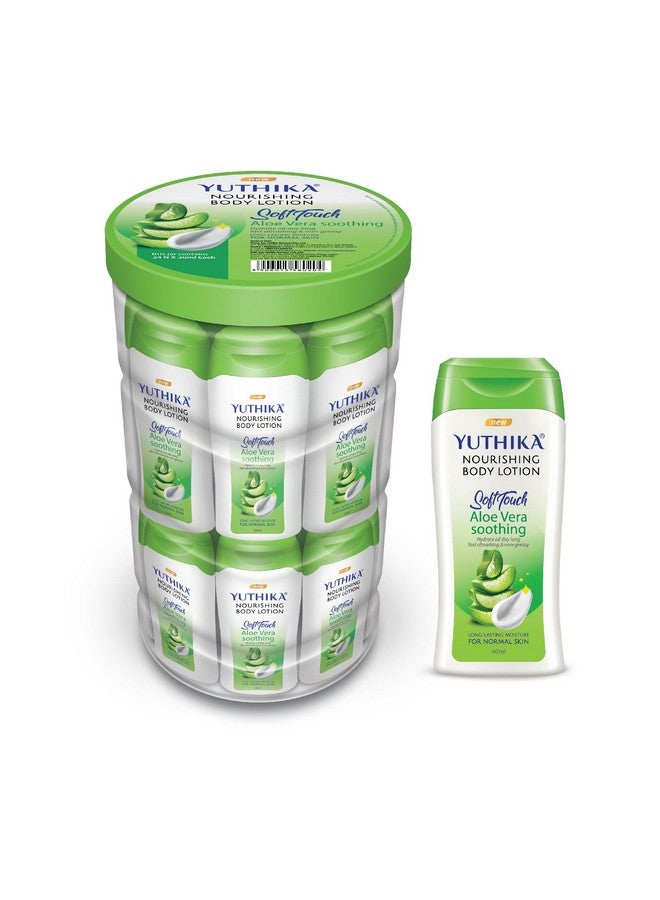 Yuthika Aloevera Nourish Body Lotion 40ml - Hydrating Moisturizer for Men & Women, Non-Irritant & Non-Sticky, 24H Hydration for Oily to Normal Skin (16 Pcs in Jar) - Image 1