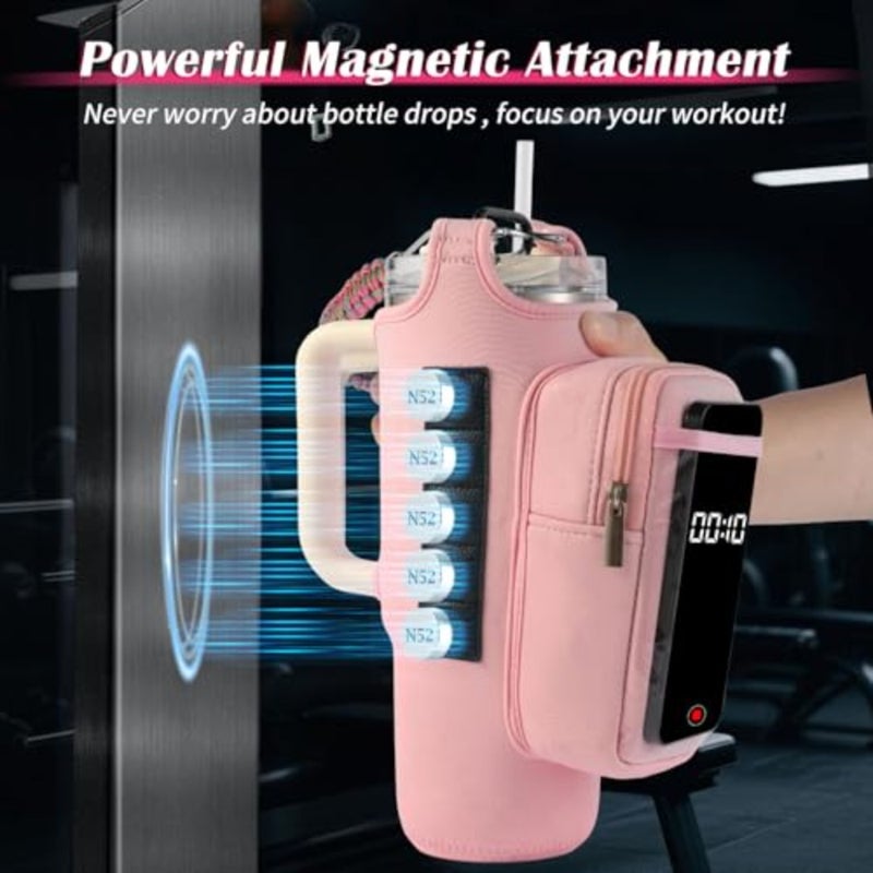 Magnetic Gym Bag for Men Women, Water Bottle Carrier Holder with Strap for Stanley, Small Bag Accessories pouch with N52 - Image 3