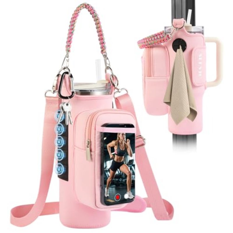 Magnetic Gym Bag for Men Women, Water Bottle Carrier Holder with Strap for Stanley, Small Bag Accessories pouch with N52 - Image 1