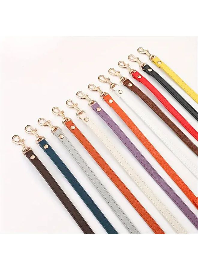 Gray Faux Leather Adjustable Shoulder Bag Strap With Golden Buckle - Image 5