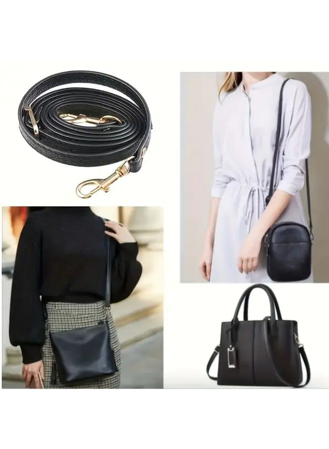 Gray Faux Leather Adjustable Shoulder Bag Strap With Golden Buckle - Image 3