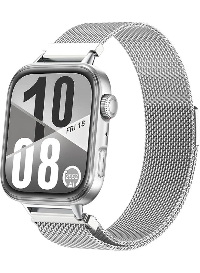 Metal Bracelet Compatible with Huawei Watch Fit 4 Pro/Fit 4/Fit 3 Women Men, Stainless Steel Metal Replacement Bracelet For Huawei Watch Fit 4 Pro/Fit 4/Fit 3 (Silver) - Image 1