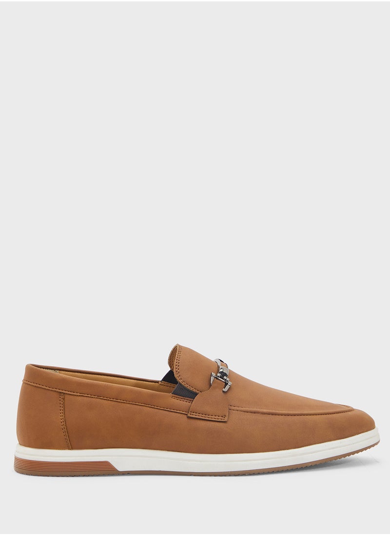 Robert Wood Trim Detail Casual Nubuck Slip On Loafers  - Image 1