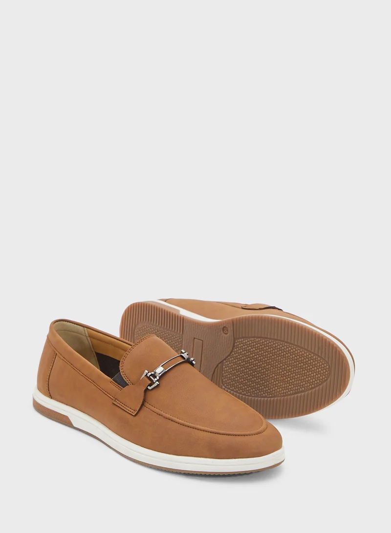 Robert Wood Trim Detail Casual Nubuck Slip On Loafers