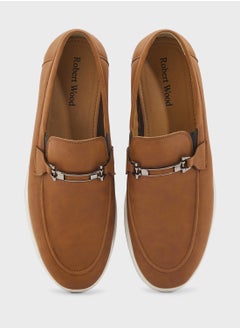 Robert Wood Trim Detail Casual Nubuck Slip On Loafers  - Image 4