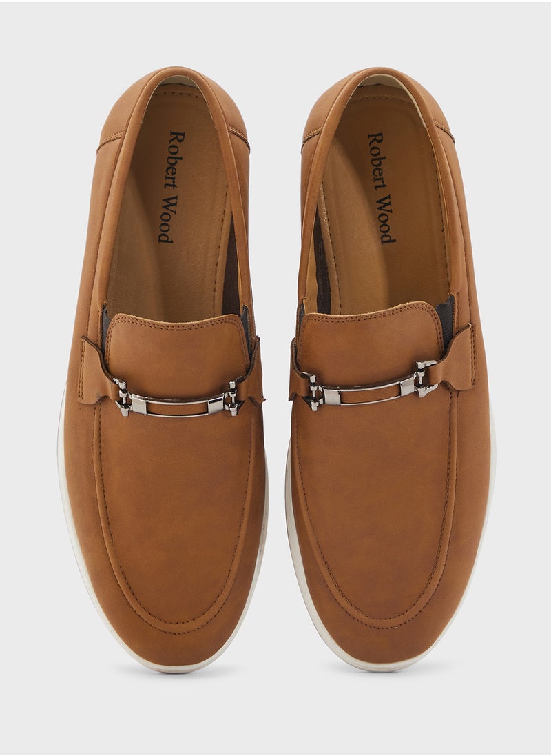 Robert Wood Trim Detail Casual Nubuck Slip On Loafers  - Image 4