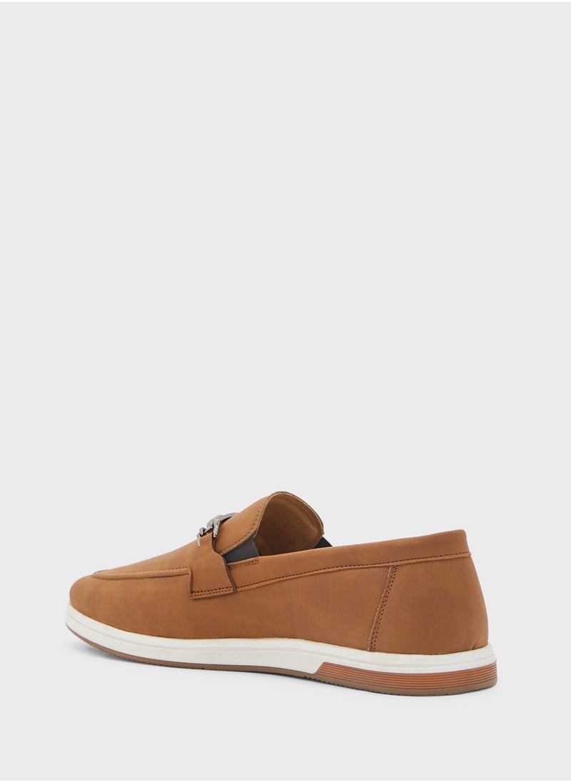 Robert Wood Trim Detail Casual Nubuck Slip On Loafers  - Image 2