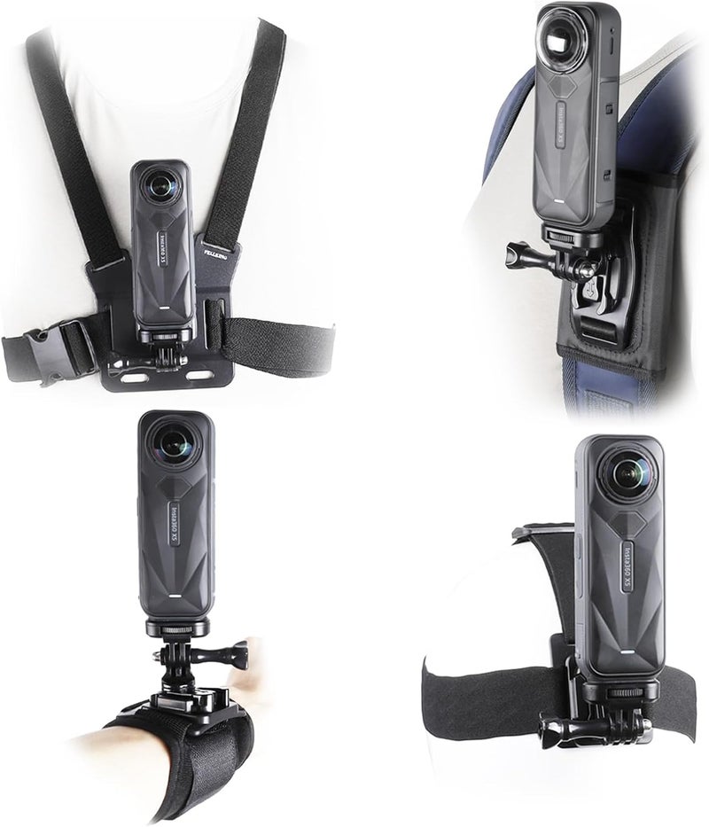 PELLKING Accessories Kit for Insta360 One X5/X4/X3/X2/X, One R, X and GoPro Hero 9,New Quick Release Head Strap Mount + Chest Mount Harness + Backpack Strap Clip + 360°Rotating Wrist Strap - Image 1