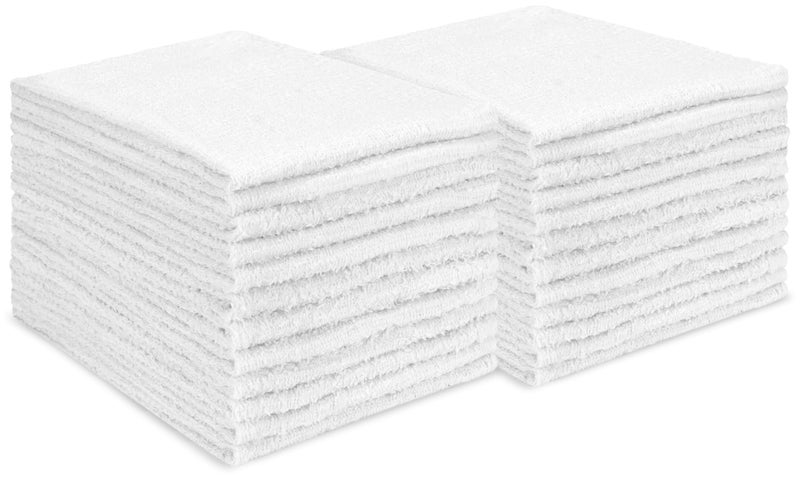 S&T INC. Multipurpose Cotton Terry Cleaning Towels for Home, Car, Automotive, and Garage Cleaning Supplies, 14 Inch x 17 Inch, White, 24 Pack - Image 1