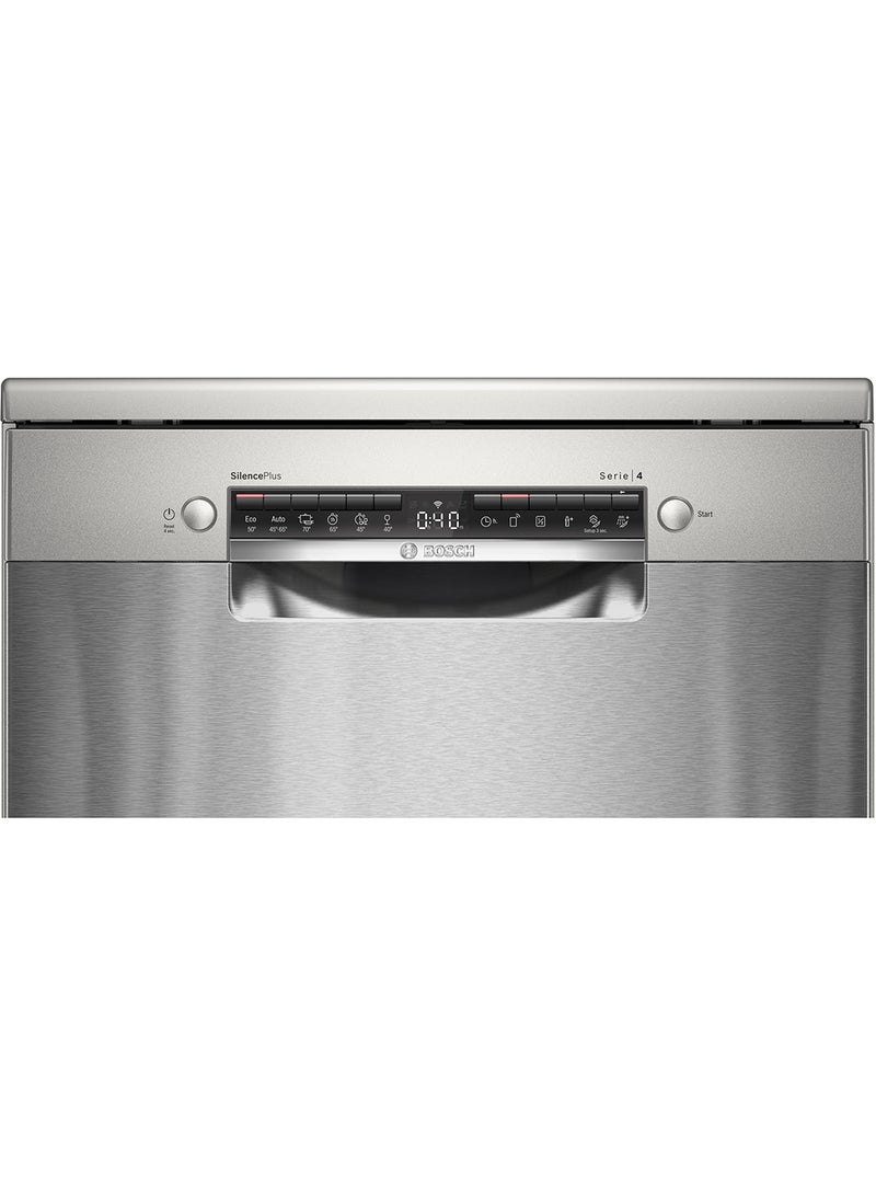 BOSCH Series 4 Free-Standing Dishwasher 60 cm,EcoSilence Drive, Home Connect Via Wlan for Remote Monitoring and Control, 14 place settings, Silver Inox, SMS4HMI65M 1 Year Manufacturer Warranty 10.3 L 2400 W SMS4HMI65M Silver - Image 2