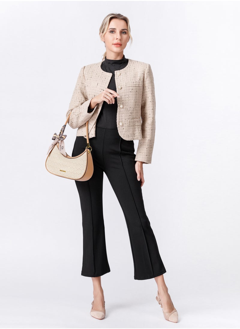 BLLE ROWN Quiet Luxury Elegant Portable Shoulder Bag With Scarf Decoration,Fashionable Hobo Bag For Vacation, East West Bags Crossbody Bag For College students, for Women, Rookies & White-collar Workers  - Image 2