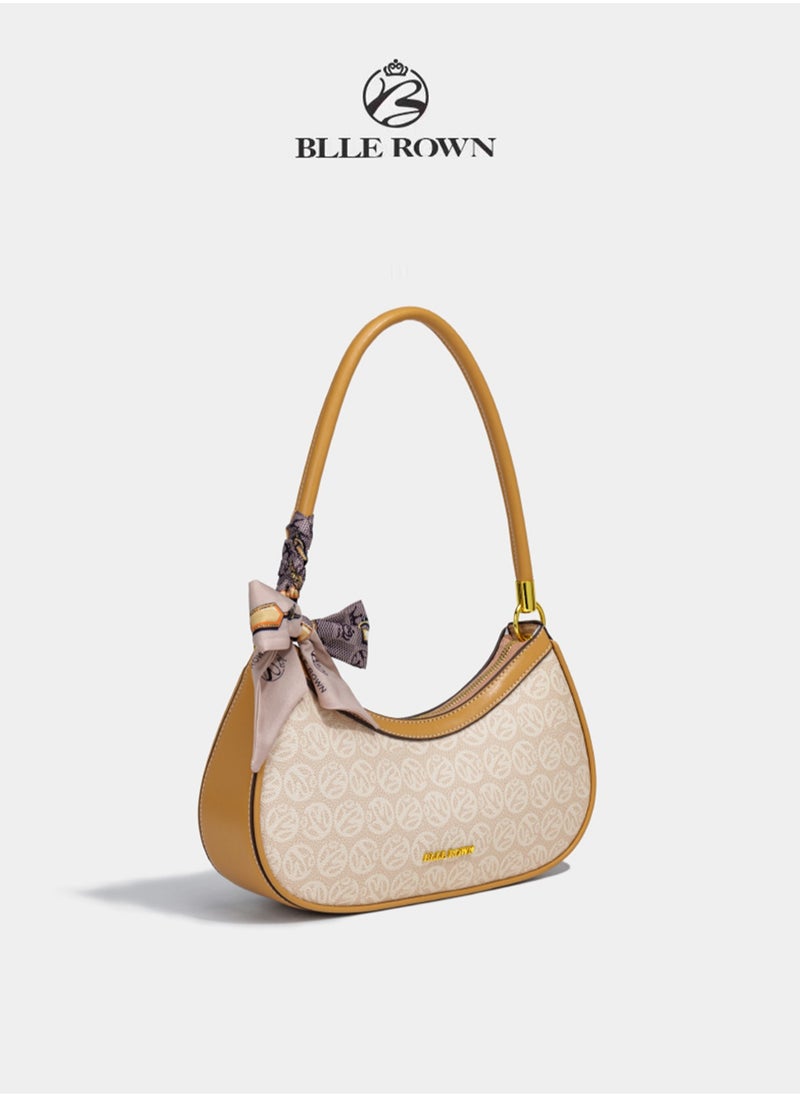 BLLE ROWN Quiet Luxury Elegant Portable Shoulder Bag With Scarf Decoration,Fashionable Hobo Bag For Vacation, East West Bags Crossbody Bag For College students, for Women, Rookies & White-collar Workers  - Image 4