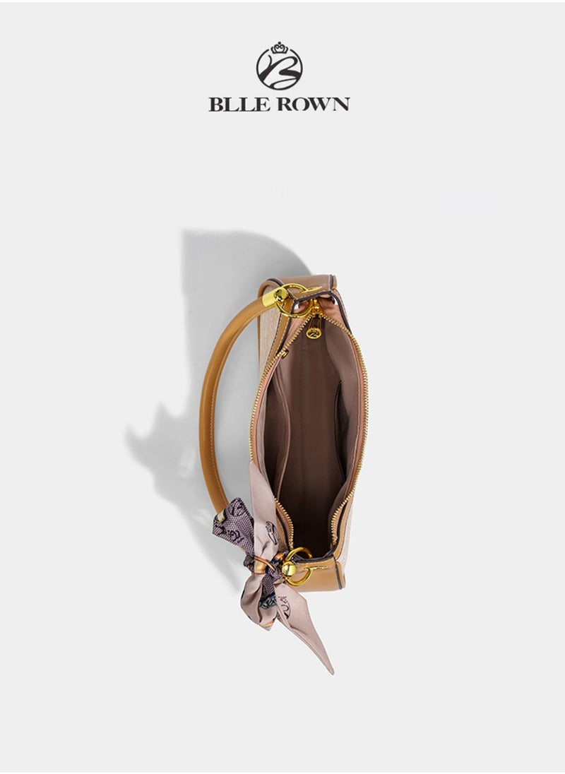 BLLE ROWN Quiet Luxury Elegant Portable Shoulder Bag With Scarf Decoration,Fashionable Hobo Bag For Vacation, East West Bags Crossbody Bag For College students, for Women, Rookies & White-collar Workers  - Image 5