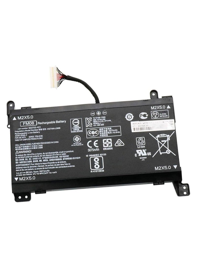 FM08 Laptop Battery Compatible with HP Omen 17-AN013TX 17-AN014TX 17-AN014NG 17-an008ur Series TPN-Q195 922752-421 922753-421 922976-855 14.4V 86Wh 5973mAh(16-Pin Connector) - Image 1