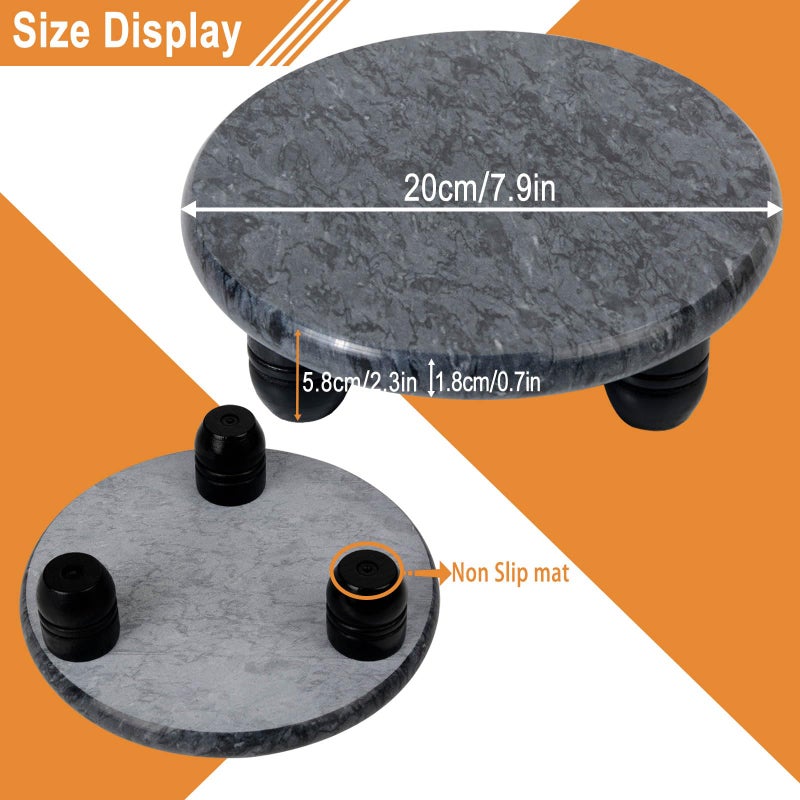 SIPARUI Decorative Round Marble Riser for Display,Marble Pedestal Tray for Home,Kitchen and Bathroom Countertop Organizer Counter Decor Tray.The Decorative Tray Non-slip,Stableï¼ˆWhite Grayï¼‰ - Image 2
